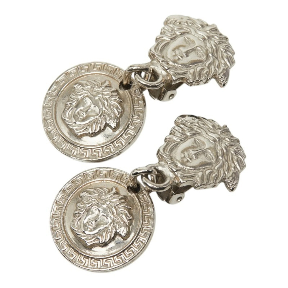Versace Medusa Logo Earrings, Silver Metal, Women's